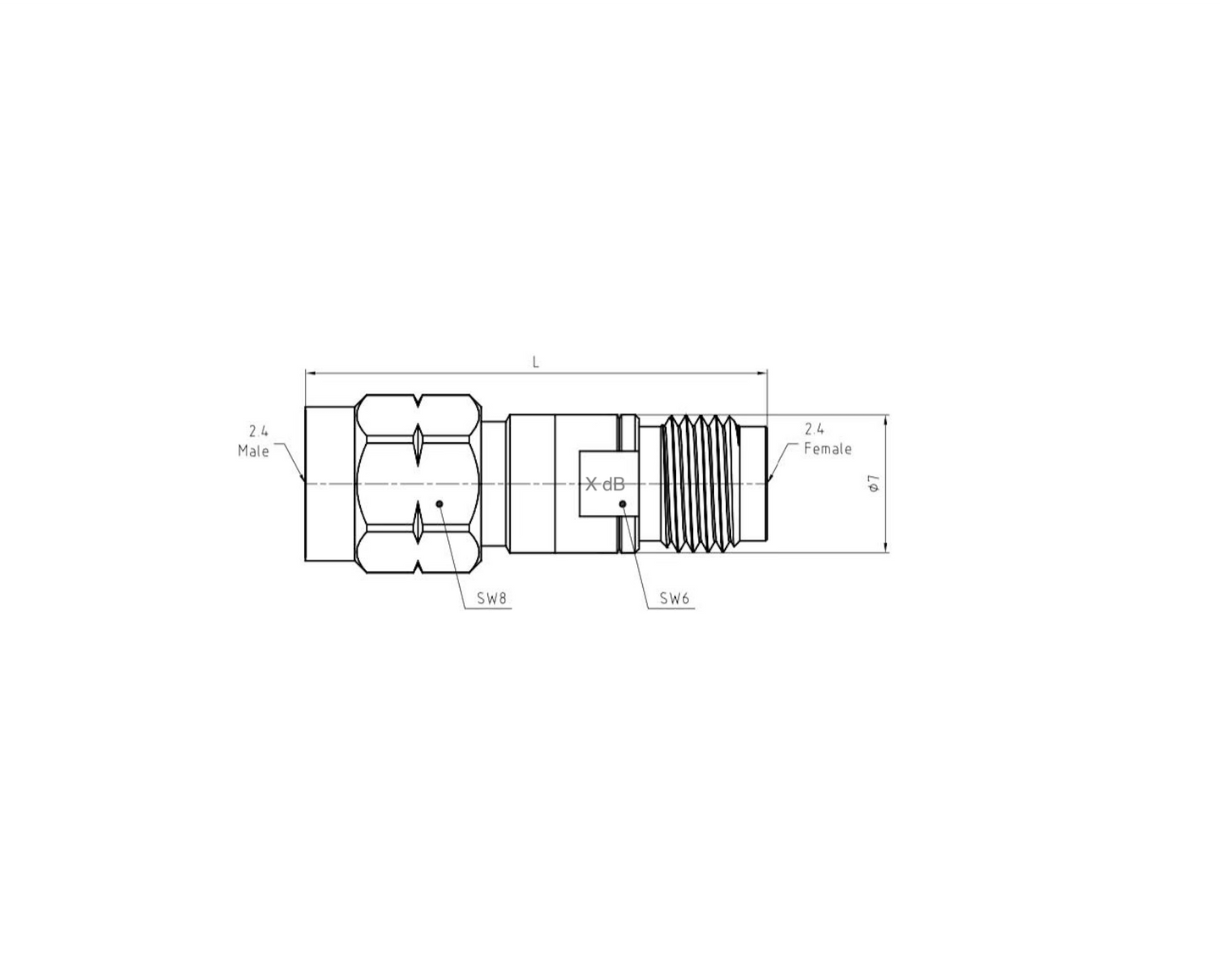 Fixed RF Attenuator mmW (2.4mm M<=>F)